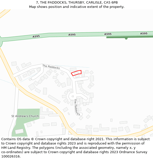7, THE PADDOCKS, THURSBY, CARLISLE, CA5 6PB: Location map and indicative extent of plot