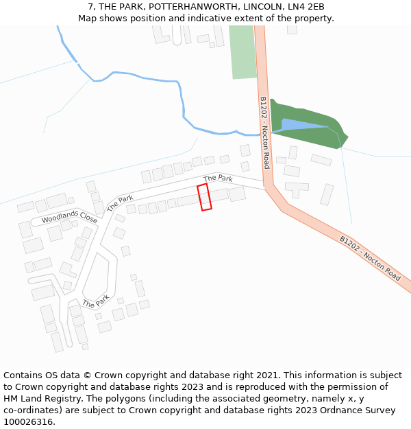 7, THE PARK, POTTERHANWORTH, LINCOLN, LN4 2EB: Location map and indicative extent of plot