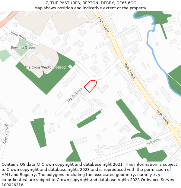 7, THE PASTURES, REPTON, DERBY, DE65 6GG: Location map and indicative extent of plot