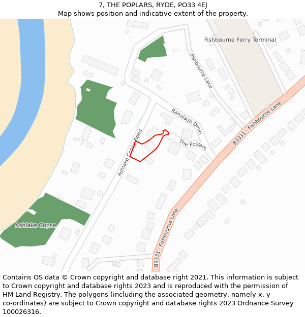 7, THE POPLARS, RYDE, PO33 4EJ: Location map and indicative extent of plot