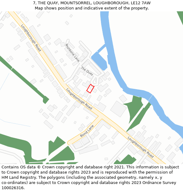 7, THE QUAY, MOUNTSORREL, LOUGHBOROUGH, LE12 7AW: Location map and indicative extent of plot