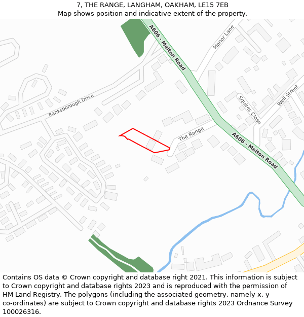 7, THE RANGE, LANGHAM, OAKHAM, LE15 7EB: Location map and indicative extent of plot