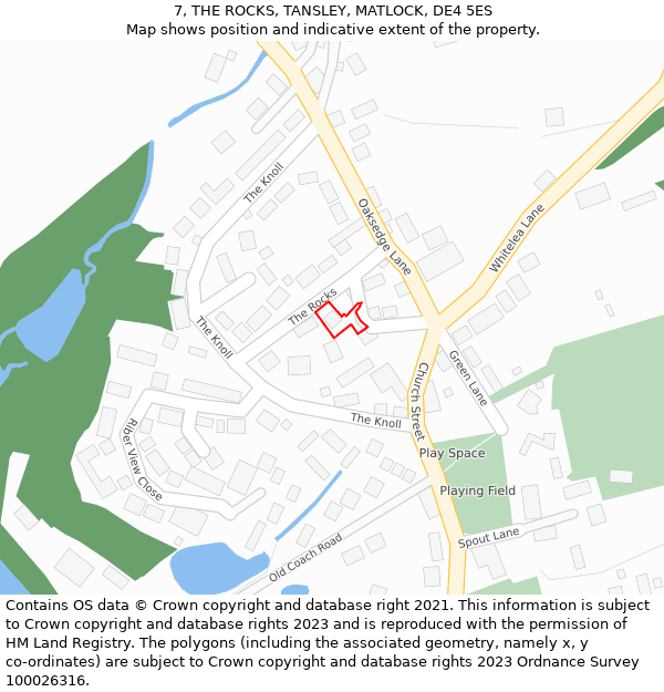 7, THE ROCKS, TANSLEY, MATLOCK, DE4 5ES: Location map and indicative extent of plot