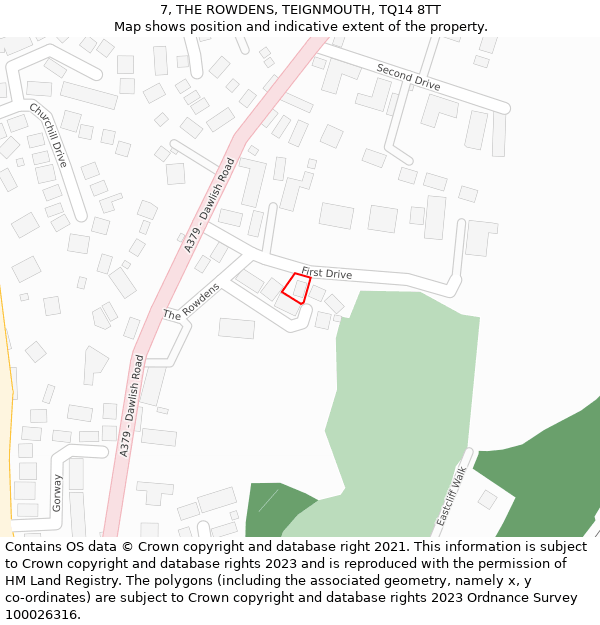 7, THE ROWDENS, TEIGNMOUTH, TQ14 8TT: Location map and indicative extent of plot