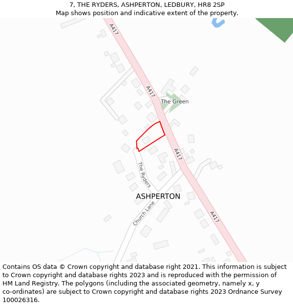 7, THE RYDERS, ASHPERTON, LEDBURY, HR8 2SP: Location map and indicative extent of plot