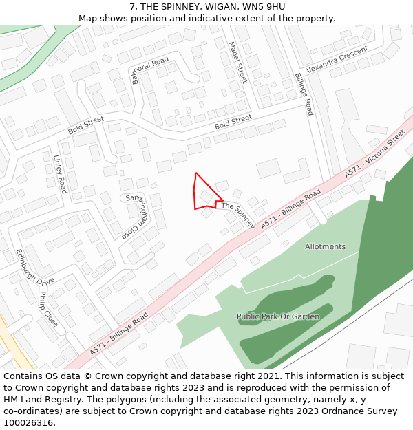 7, THE SPINNEY, WIGAN, WN5 9HU: Location map and indicative extent of plot