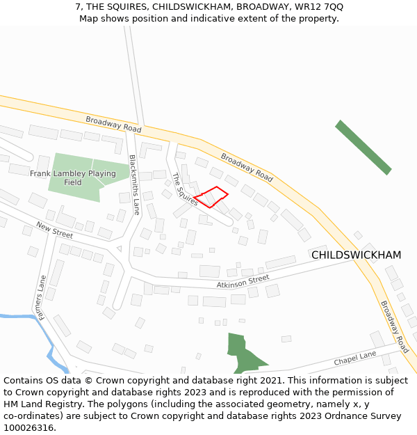 7, THE SQUIRES, CHILDSWICKHAM, BROADWAY, WR12 7QQ: Location map and indicative extent of plot