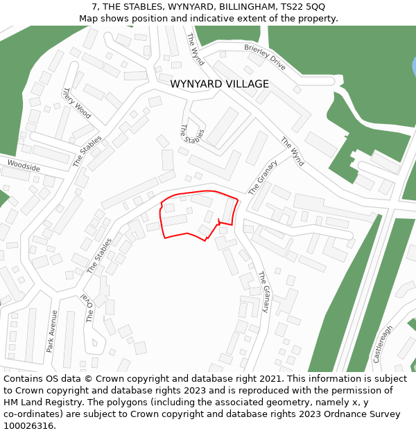 7, THE STABLES, WYNYARD, BILLINGHAM, TS22 5QQ: Location map and indicative extent of plot