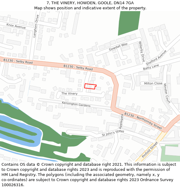 7, THE VINERY, HOWDEN, GOOLE, DN14 7GA: Location map and indicative extent of plot