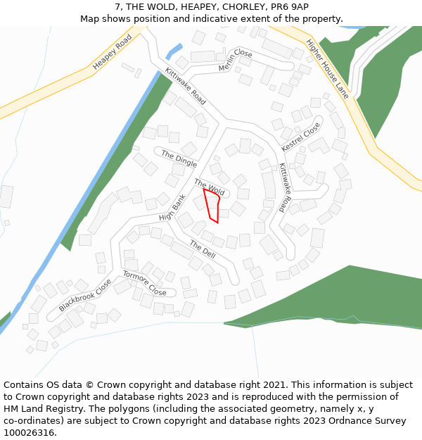 7, THE WOLD, HEAPEY, CHORLEY, PR6 9AP: Location map and indicative extent of plot