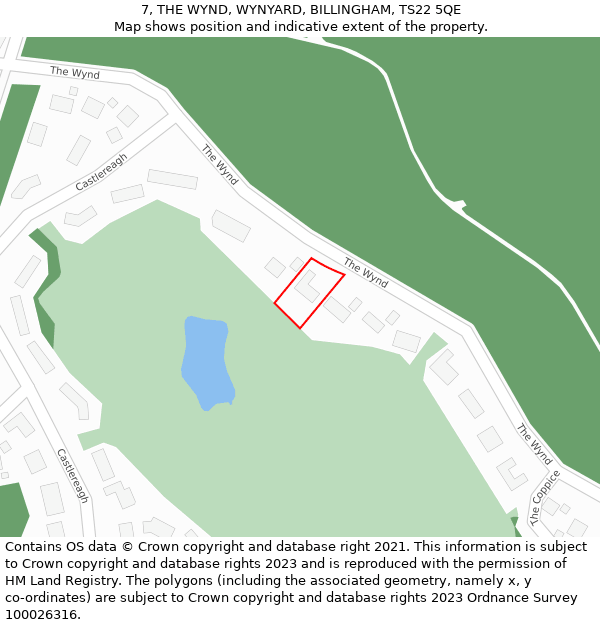 7, THE WYND, WYNYARD, BILLINGHAM, TS22 5QE: Location map and indicative extent of plot