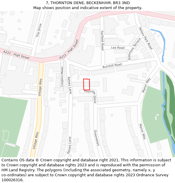 7, THORNTON DENE, BECKENHAM, BR3 3ND: Location map and indicative extent of plot