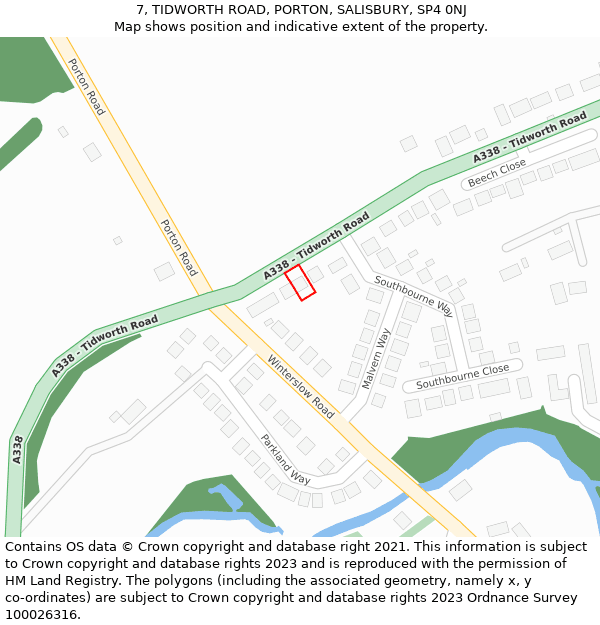 7, TIDWORTH ROAD, PORTON, SALISBURY, SP4 0NJ: Location map and indicative extent of plot