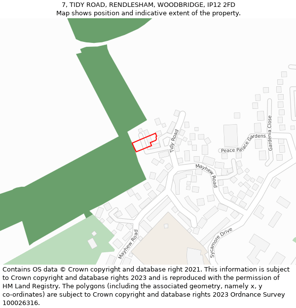 7, TIDY ROAD, RENDLESHAM, WOODBRIDGE, IP12 2FD: Location map and indicative extent of plot