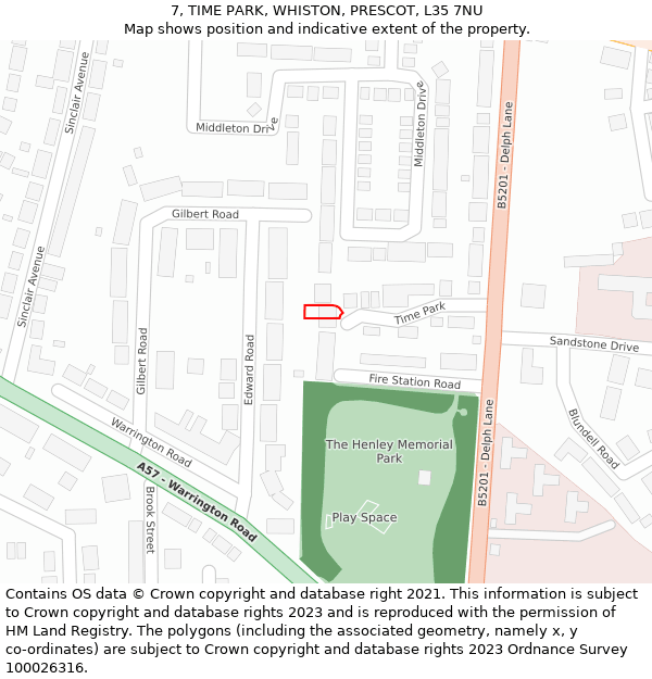 7, TIME PARK, WHISTON, PRESCOT, L35 7NU: Location map and indicative extent of plot
