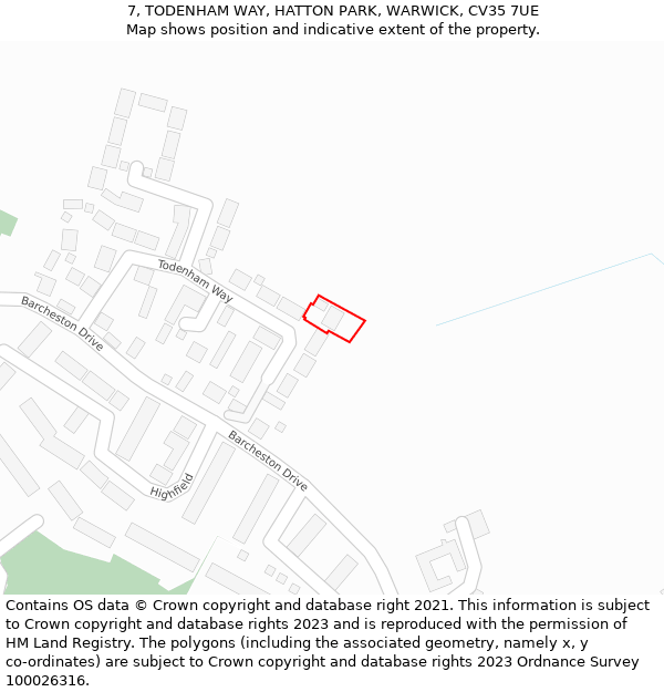 7, TODENHAM WAY, HATTON PARK, WARWICK, CV35 7UE: Location map and indicative extent of plot