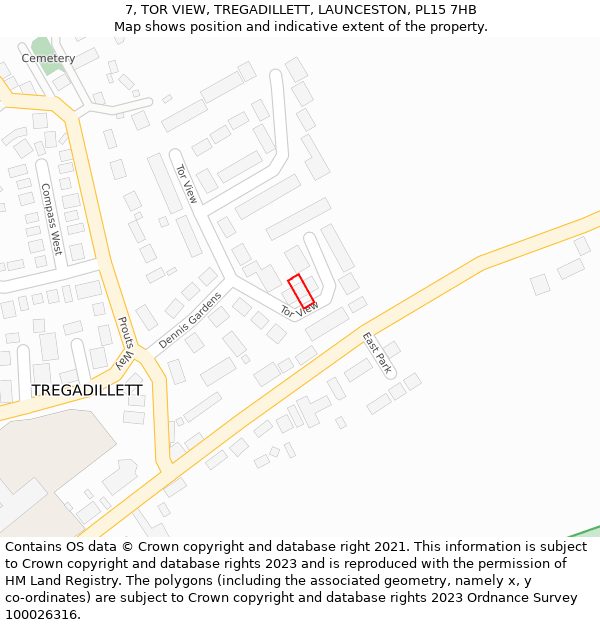 7, TOR VIEW, TREGADILLETT, LAUNCESTON, PL15 7HB: Location map and indicative extent of plot