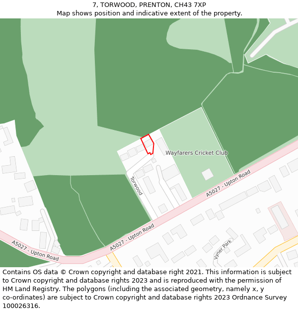 7, TORWOOD, PRENTON, CH43 7XP: Location map and indicative extent of plot