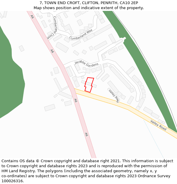 7, TOWN END CROFT, CLIFTON, PENRITH, CA10 2EP: Location map and indicative extent of plot