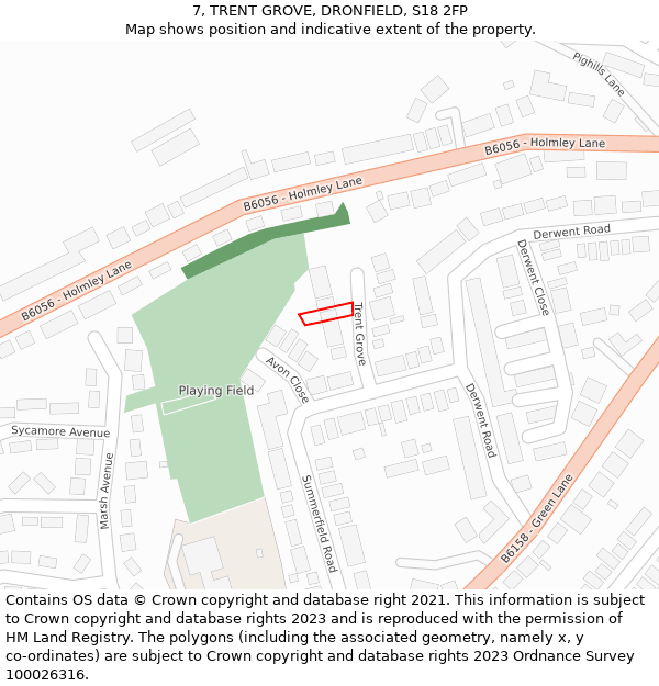 7, TRENT GROVE, DRONFIELD, S18 2FP: Location map and indicative extent of plot