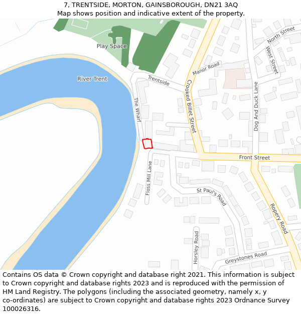 7, TRENTSIDE, MORTON, GAINSBOROUGH, DN21 3AQ: Location map and indicative extent of plot