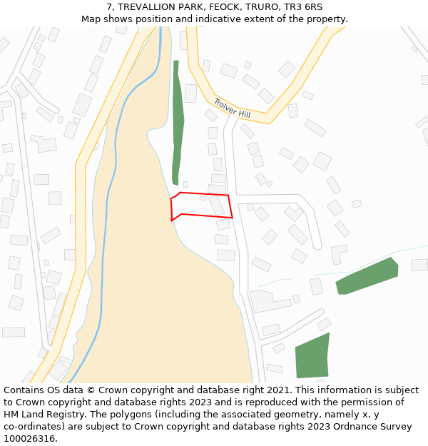 7, TREVALLION PARK, FEOCK, TRURO, TR3 6RS: Location map and indicative extent of plot