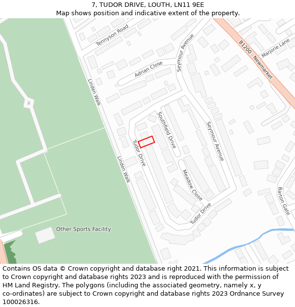 7, TUDOR DRIVE, LOUTH, LN11 9EE: Location map and indicative extent of plot