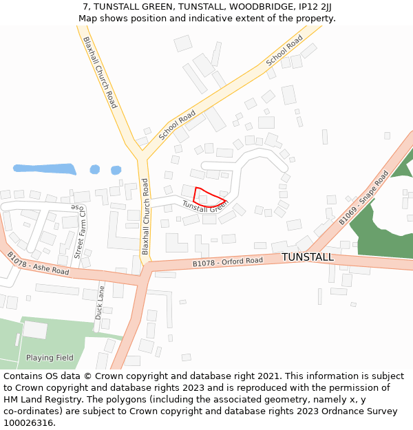 7, TUNSTALL GREEN, TUNSTALL, WOODBRIDGE, IP12 2JJ: Location map and indicative extent of plot