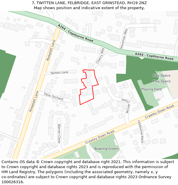 7, TWITTEN LANE, FELBRIDGE, EAST GRINSTEAD, RH19 2NZ: Location map and indicative extent of plot