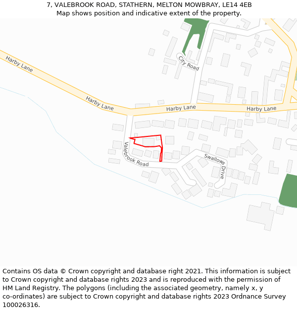 7, VALEBROOK ROAD, STATHERN, MELTON MOWBRAY, LE14 4EB: Location map and indicative extent of plot