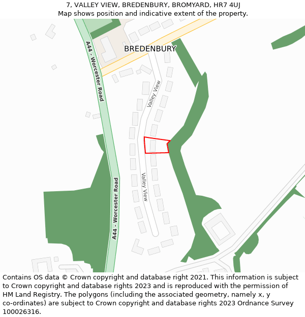 7, VALLEY VIEW, BREDENBURY, BROMYARD, HR7 4UJ: Location map and indicative extent of plot