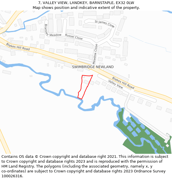 7, VALLEY VIEW, LANDKEY, BARNSTAPLE, EX32 0LW: Location map and indicative extent of plot