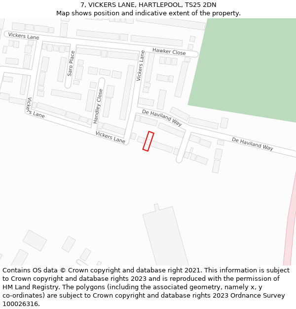 7, VICKERS LANE, HARTLEPOOL, TS25 2DN: Location map and indicative extent of plot