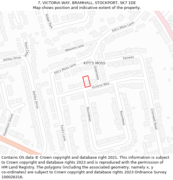 7, VICTORIA WAY, BRAMHALL, STOCKPORT, SK7 1DE: Location map and indicative extent of plot