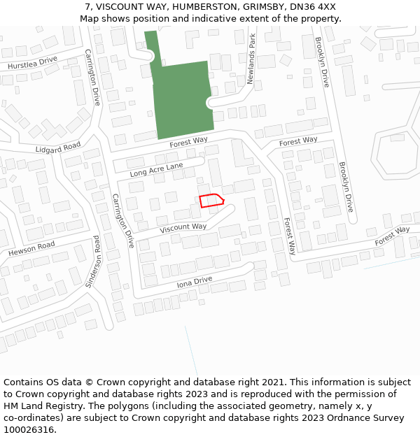 7, VISCOUNT WAY, HUMBERSTON, GRIMSBY, DN36 4XX: Location map and indicative extent of plot