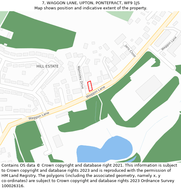 7, WAGGON LANE, UPTON, PONTEFRACT, WF9 1JS: Location map and indicative extent of plot