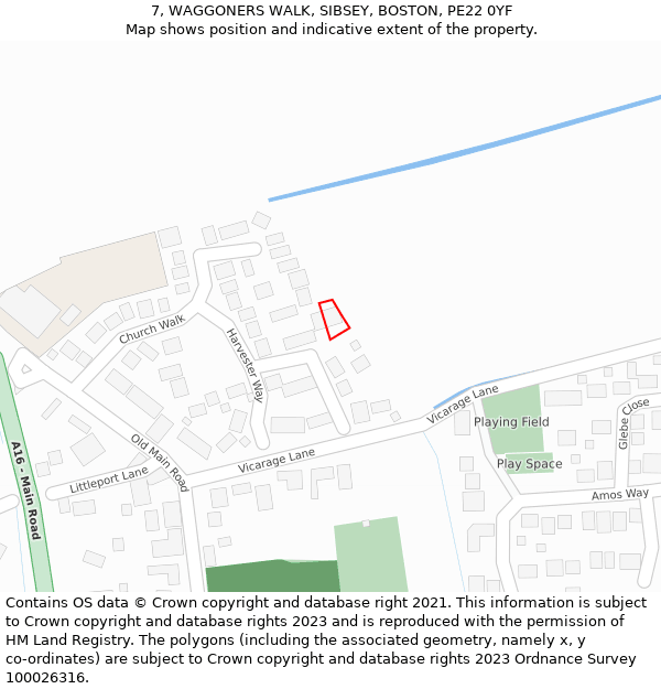 7, WAGGONERS WALK, SIBSEY, BOSTON, PE22 0YF: Location map and indicative extent of plot