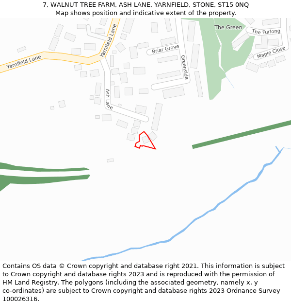 7, WALNUT TREE FARM, ASH LANE, YARNFIELD, STONE, ST15 0NQ: Location map and indicative extent of plot