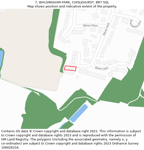 7, WALSINGHAM PARK, CHISLEHURST, BR7 5QL: Location map and indicative extent of plot