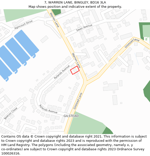 7, WARREN LANE, BINGLEY, BD16 3LA: Location map and indicative extent of plot