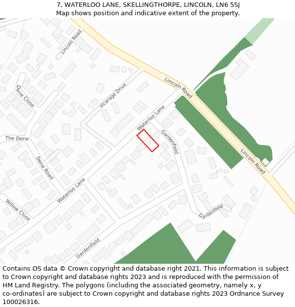 7, WATERLOO LANE, SKELLINGTHORPE, LINCOLN, LN6 5SJ: Location map and indicative extent of plot