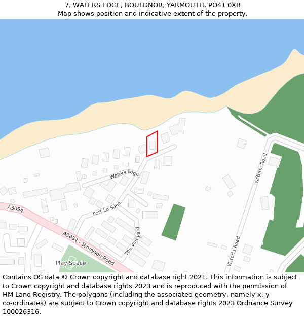 7, WATERS EDGE, BOULDNOR, YARMOUTH, PO41 0XB: Location map and indicative extent of plot