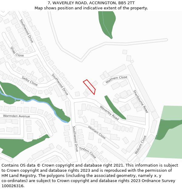 7, WAVERLEY ROAD, ACCRINGTON, BB5 2TT: Location map and indicative extent of plot