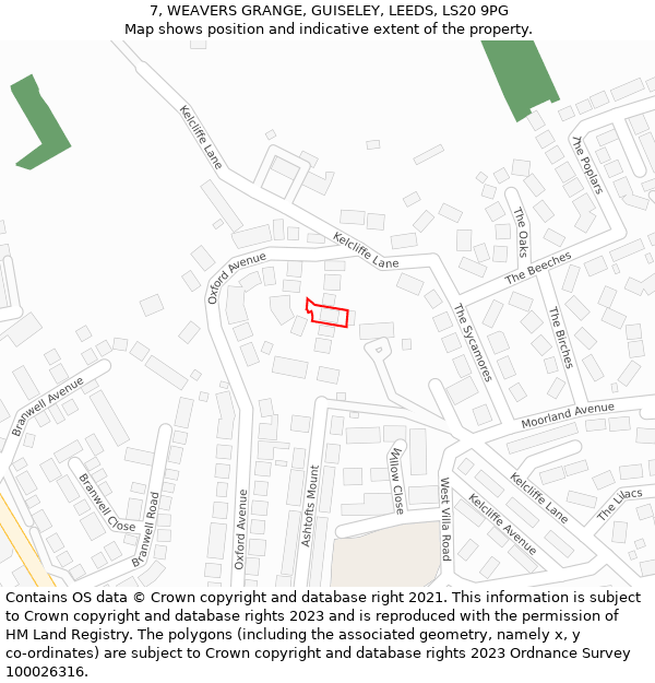 7, WEAVERS GRANGE, GUISELEY, LEEDS, LS20 9PG: Location map and indicative extent of plot