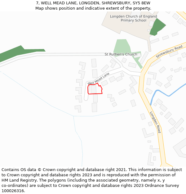 7, WELL MEAD LANE, LONGDEN, SHREWSBURY, SY5 8EW: Location map and indicative extent of plot