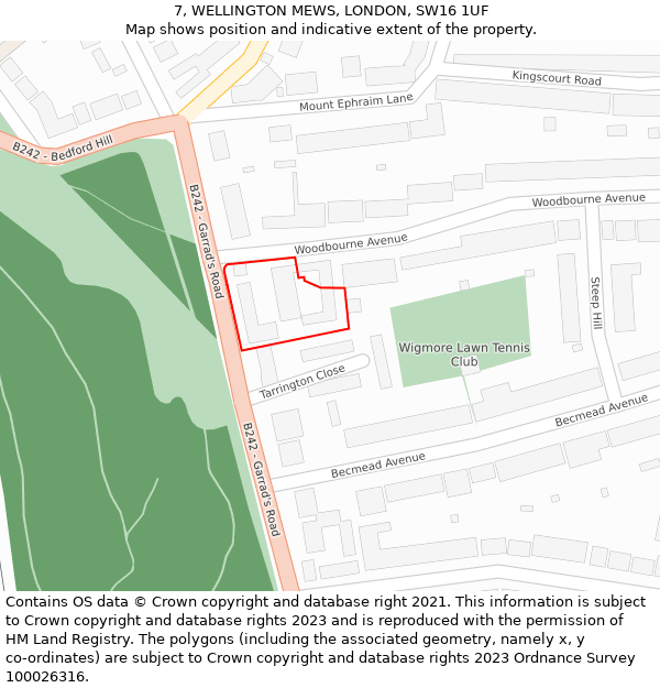 7, WELLINGTON MEWS, LONDON, SW16 1UF: Location map and indicative extent of plot