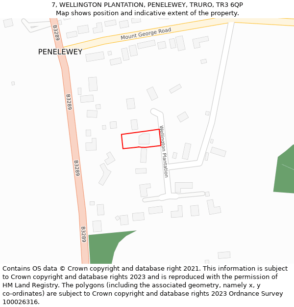 7, WELLINGTON PLANTATION, PENELEWEY, TRURO, TR3 6QP: Location map and indicative extent of plot