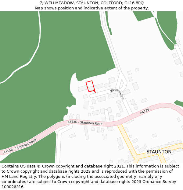 7, WELLMEADOW, STAUNTON, COLEFORD, GL16 8PQ: Location map and indicative extent of plot