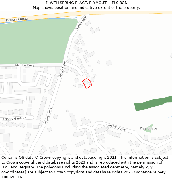 7, WELLSPRING PLACE, PLYMOUTH, PL9 8GN: Location map and indicative extent of plot