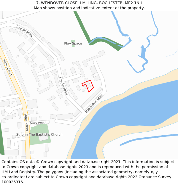 7, WENDOVER CLOSE, HALLING, ROCHESTER, ME2 1NH: Location map and indicative extent of plot